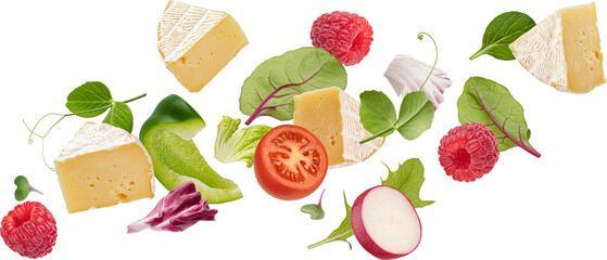 Salad with camembert cheese isolated