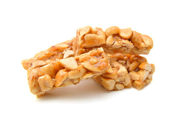 Honey bars with peanuts, sesame and sunflower seeds isolated