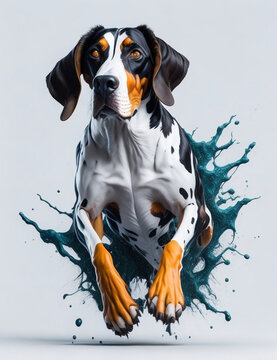 Treeing Walker Coonhound Dog white background Splash Art 2