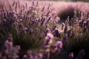 a close up of a a field of lavender AI generated, Generative AI, AI Art, illustration,