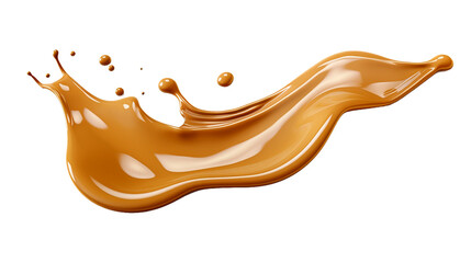 Caramel splash isolated white and transparent background, png