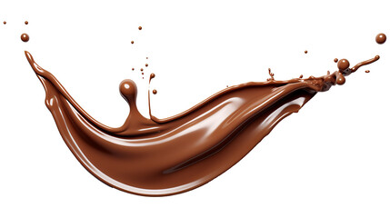 Chocolate splash isolated white and transparent background, png