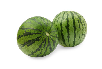 Two delicious ripe watermelons isolated on white