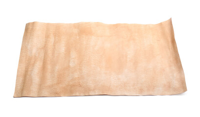 Blank sheet of old parchment paper on white background