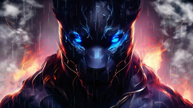 Panther with magic Blue Eyes Infinity Loop Video
