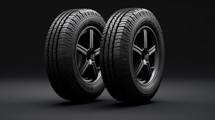 car tire isolated on black background