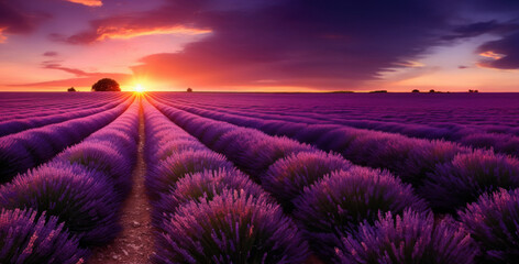 lavender field at sunset