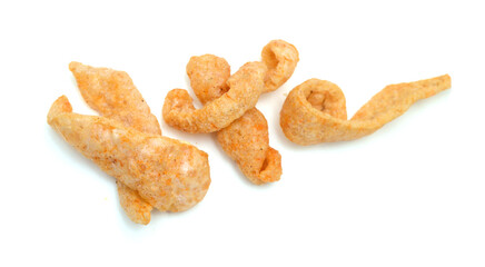 Pork rinds on isolated white background