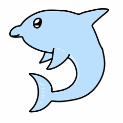 cartoon cute dolphin on white background , illustration
