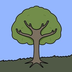 green tree icon, cartoon style