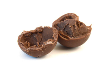 Chocolate candies collection. Beautiful Belgian truffles isolated on white background