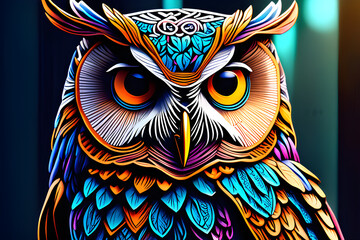 Colorful owl.Generative AI