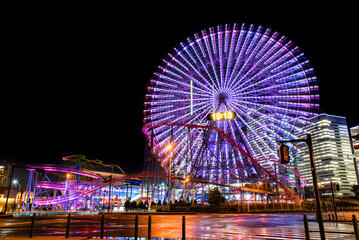 横浜コスモワールド　夜景　観覧車