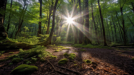 a sunburst morning in the forest