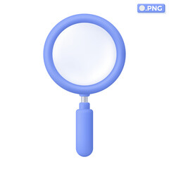 Magnifying glass. Search, discovery, finding details, research, analysis concept. 3D vector...