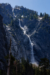 Fototapeta na wymiar Sentinel Fall from Southside Drive in Yosemite National Park in May of 2023 