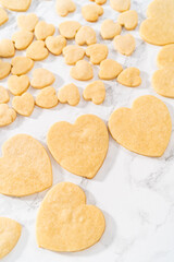 Heart-shaped sugar cookies with royal icing