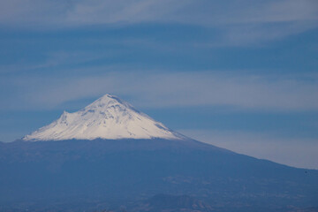 Popocatepetl Volcano Covered with snow
