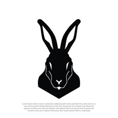 Rabbit head Vector illustration black and white isolated background. Rabbit Vintage Logo, for badge logo, retro logo, cute animal