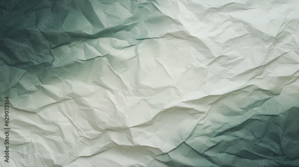 Poster Generative AI : Deep Green and Cream crumpled paper texture in light background