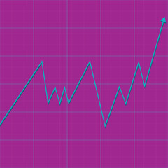 An abstract neon arrow shape line chart background image.