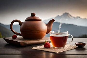Naklejka na ściany i meble cup of tea and teapot