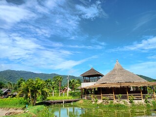 Fototapeta na wymiar house resort on the river in south Thailand 