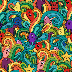 seamless pattern with doodle funny