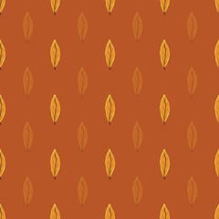 Creative Autumn Seamless Pattern With Simple Leaves And Plants, Vector Illustration