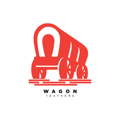 Vintage covered wagon traditional western transportation logo design vector - obrazy, fototapety, plakaty