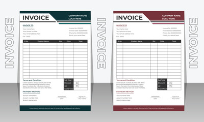 Creative modern and clean invoice design template. invoice bill template, Bill form business invoice accounting.