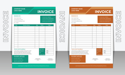 Creative modern and clean invoice design template. invoice bill template, Bill form business invoice accounting.