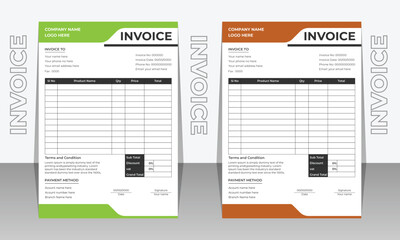 Fototapeta na wymiar Creative modern and clean invoice design template. invoice bill template, Bill form business invoice accounting.