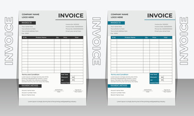 Modern Clean and creative business Invoice design template, Bill form business invoice accounting.