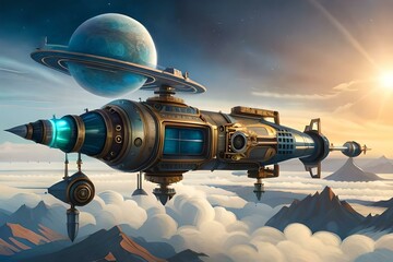 retro-futuristic spaceship