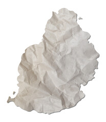 island map paper texture cut out on white background..