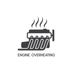 engine overheating symbol, vector art.