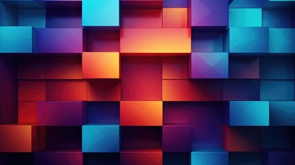 Geometrical patterns interplaying with a vibrant color gradient. Generative AI