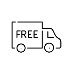 Free delivery. Online shopping. Truck shipment. Pixel perfect, editable stroke icon