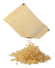  Brown sugar from sugar bag falling into a pile