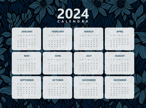Happy New Year 2024 Calendar Design Modern Template, Wall and Desk Calendar Design