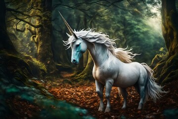 Fototapeta na wymiar white horse in the forest Ultra High quality photo