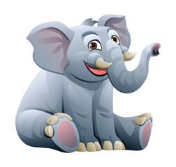 Cute elephant sitting. Cartoon character illustration