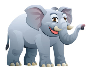 Cute elephant cartoon character illustration isolated on white background