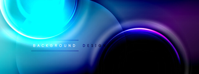 Circles lines and bubbles on bright glowing effect gradient with light and shadow effects. Dynamic interplay of light, shadow and depth. Futuristic and rhythmic technology design