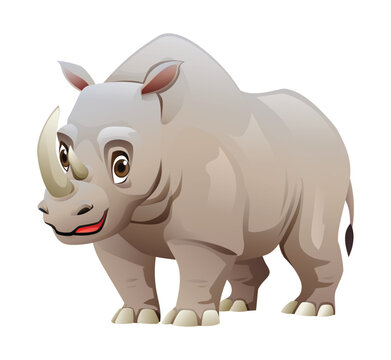 Rhino cartoon character illustration isolated on white