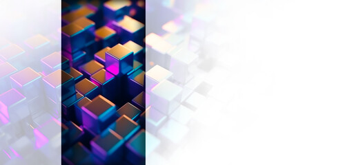 Iridescent Neon Cubes Background