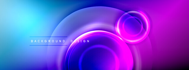 Circles lines and bubbles on bright glowing effect gradient with light and shadow effects. Dynamic interplay of light, shadow and depth. Futuristic and rhythmic technology design