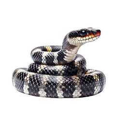 Obraz premium A black and white snake on a white background. isolated on white. Transparent PNG. Generative AI