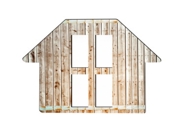 Digital png illustration of wooden house with window on transparent background